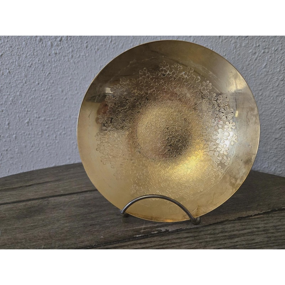 WMF Ikora 6331 Germany Vintage Metal 24K Gold-Plated Bowl Embossed Flowers 6"